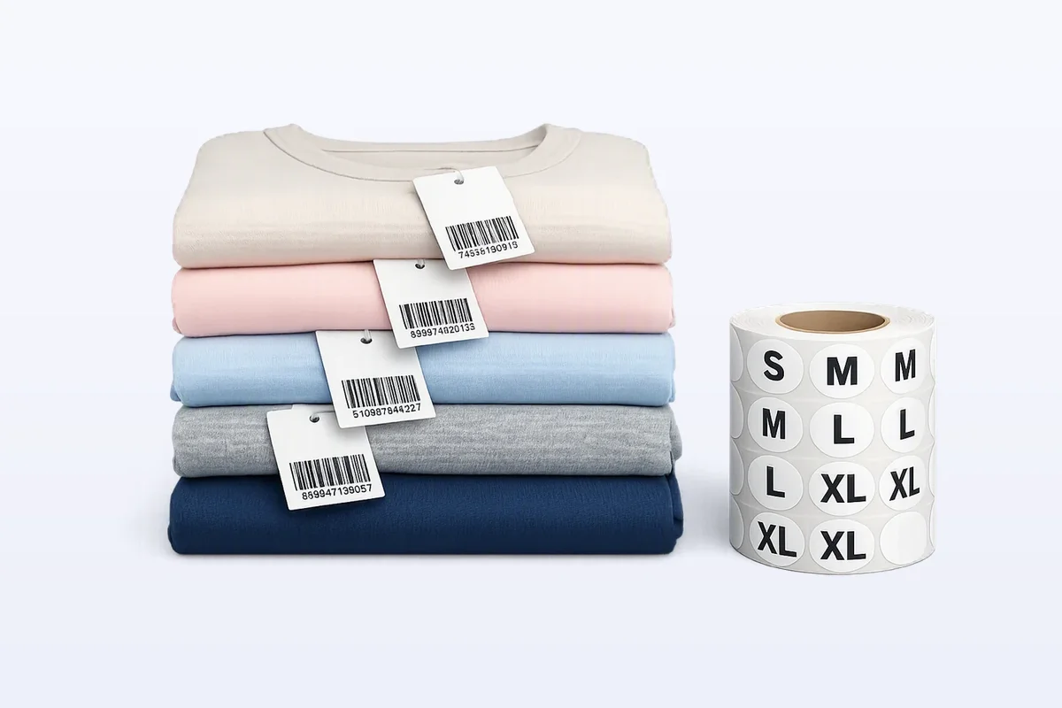 Etiquetas colgantes y de tallas para la industria textil
